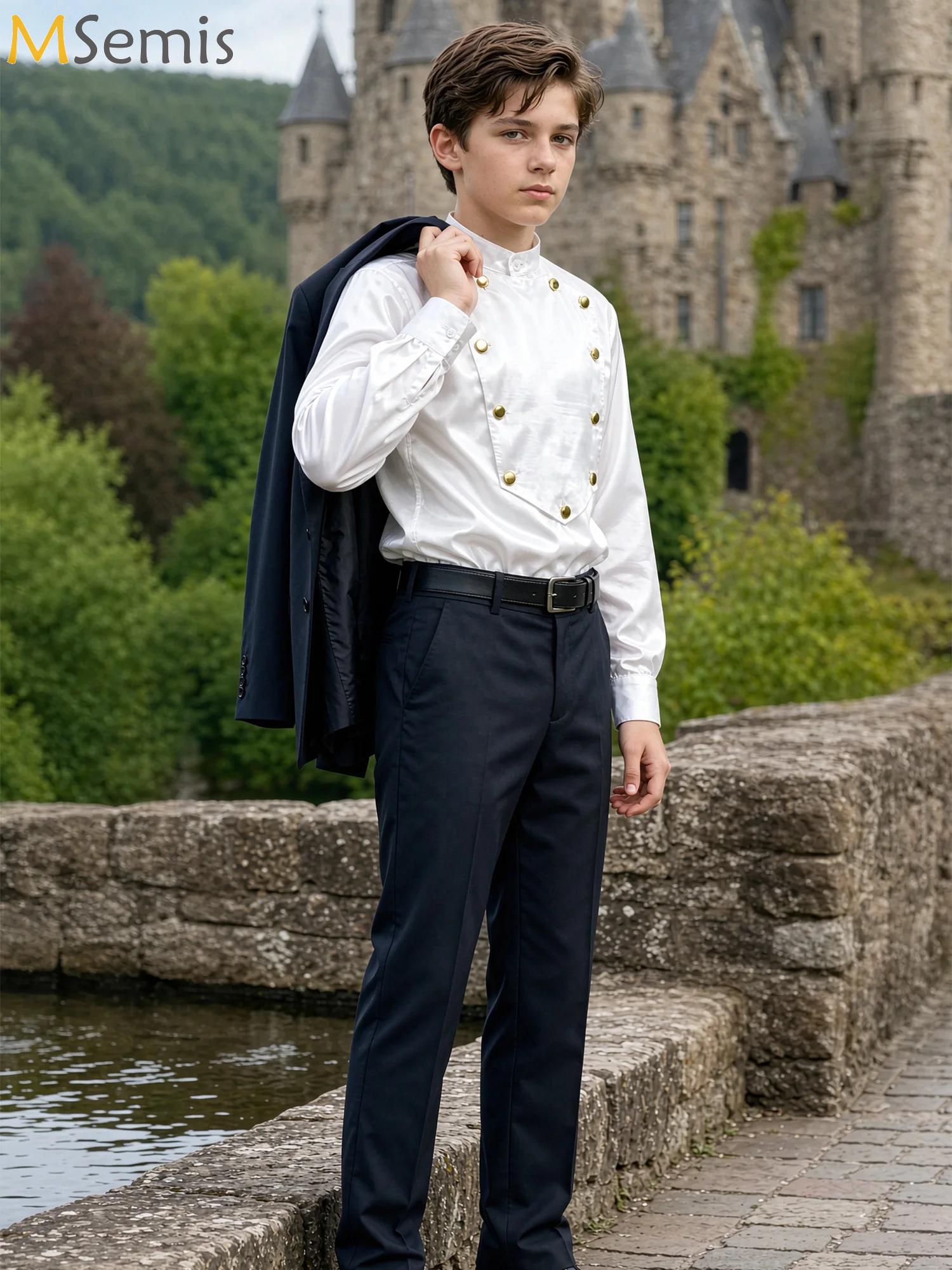 Tops - Vintage Renaissance-Hemd für Jungen, langärmelig, formelle