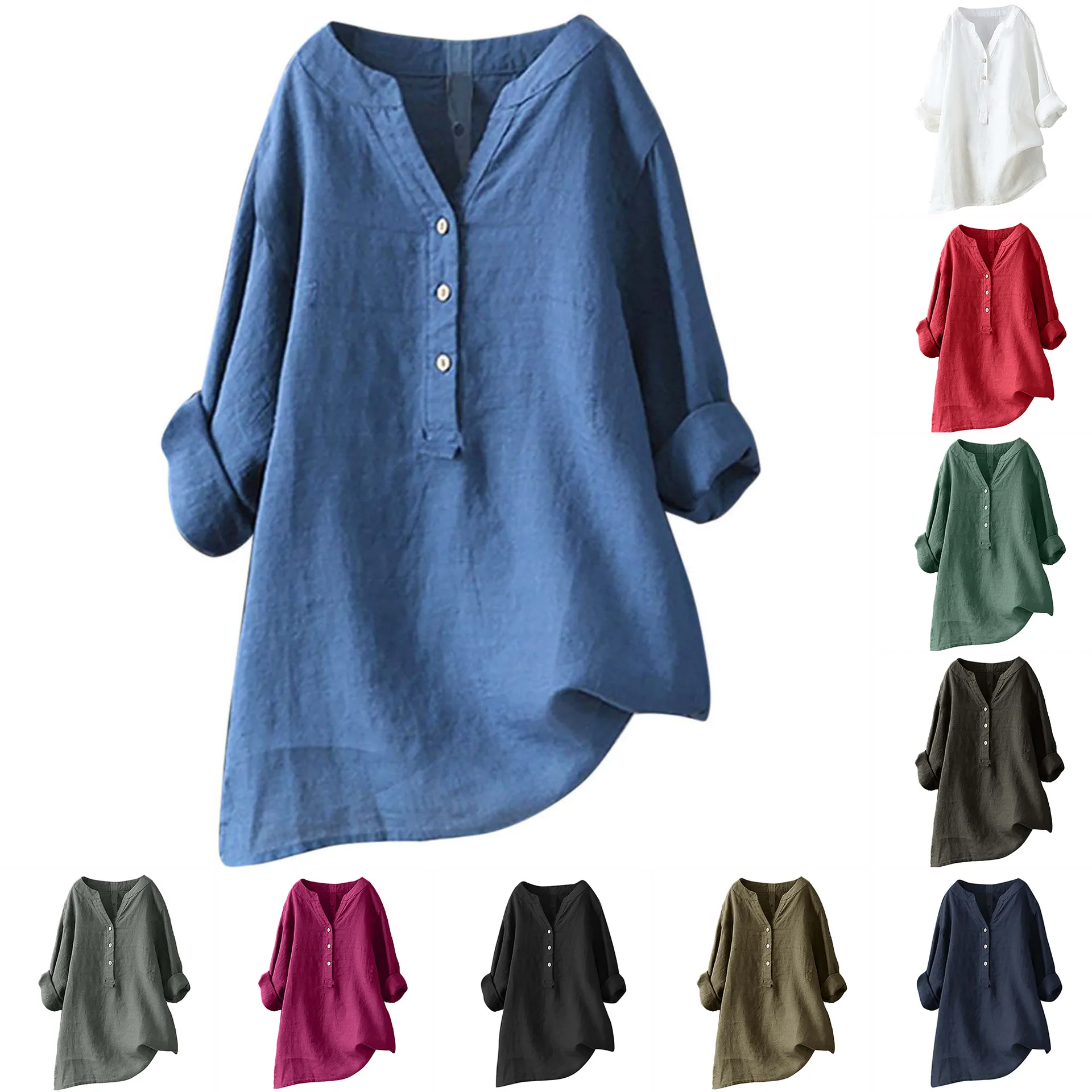 Unisex Damen Herren Baumwoll-L – Casual Loose Linen Shirt Dress Bewertung und Preis