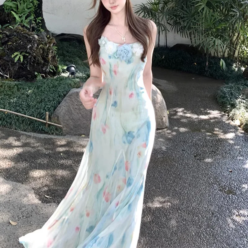 Kawaii Süße Y2k Japanische Mid – French Vintage Floral Midi Dress Bewertung und Preis