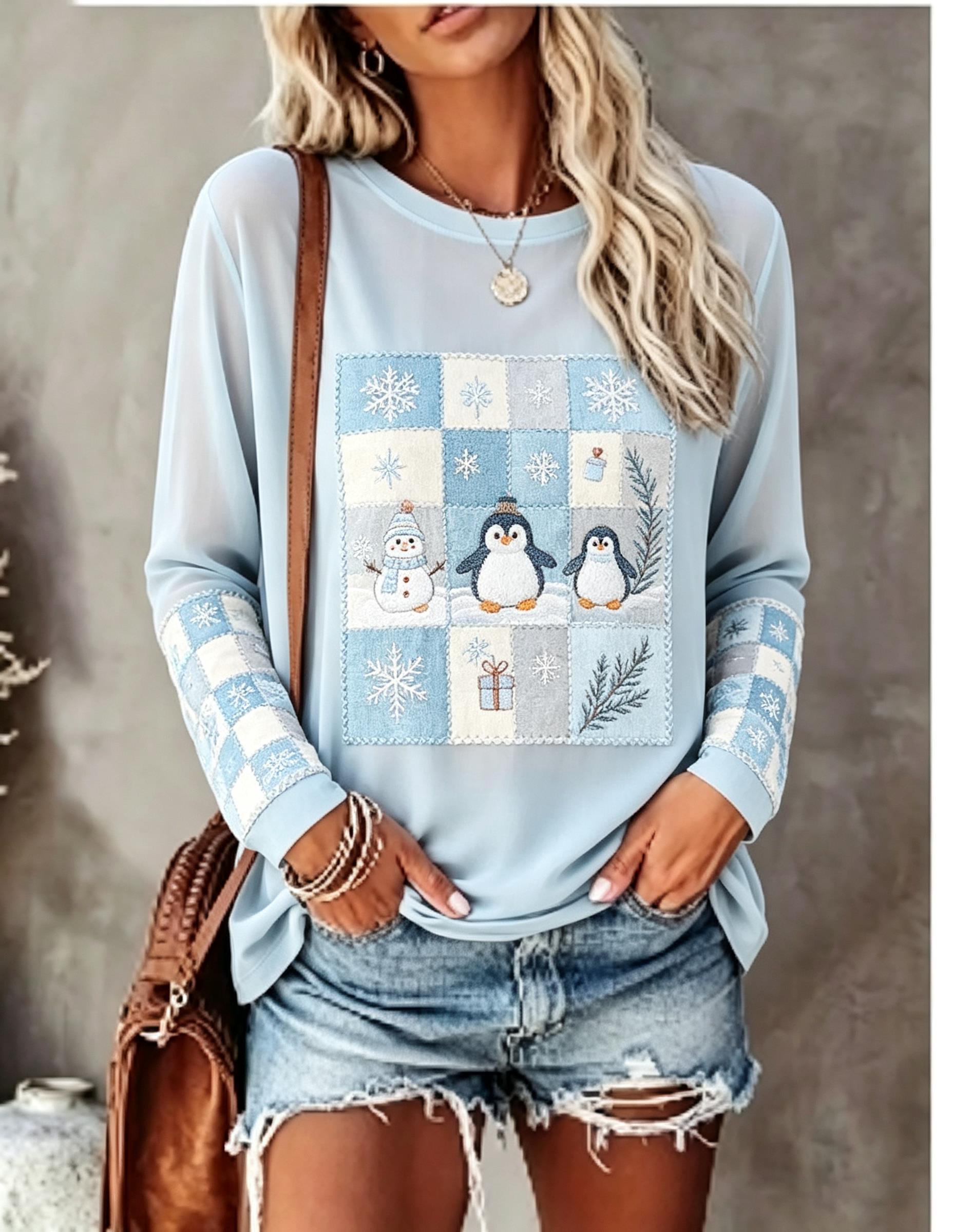 Damen-Langarm-T-Shirt mit Fuch – Blouses Bewertung und Preis