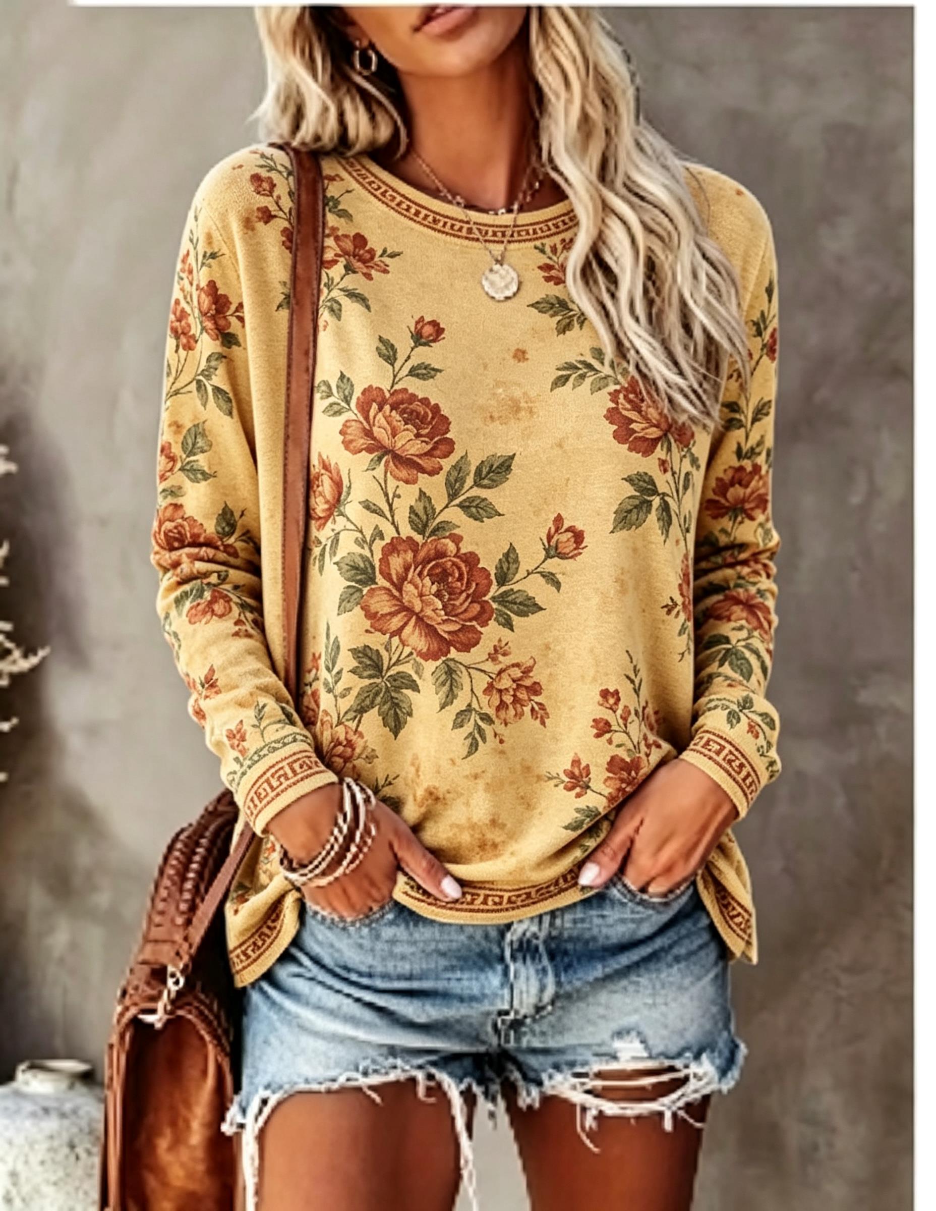 Damen-T-Shirt mit Rundhalsauss – Blouses Bewertung und Preis